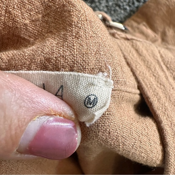 ILLA ILLA Orange /Tan High Waist Linen Blend Paperbag Pants Women’s M Boho Chic - Picture 5 of 15